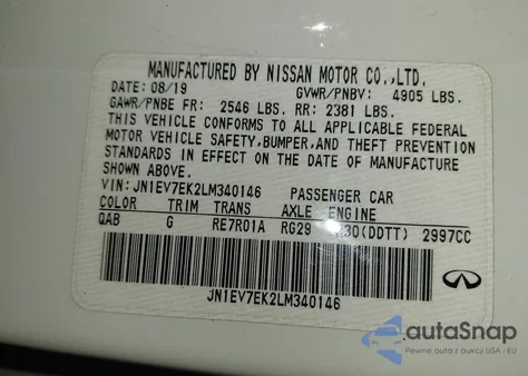 2020 Infiniti Q60 Luxe from USA, damaged, VIN JN1EV7EK2LM340146